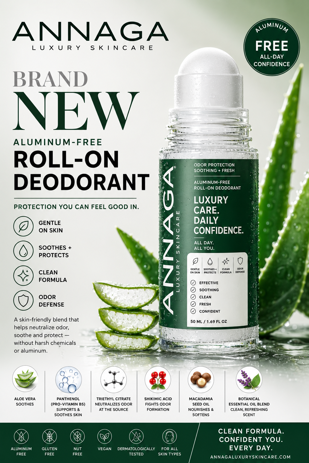 Brand New: Meet the ANNAGA Luxury Skincare Aluminum-Free Roll-On Deodorant