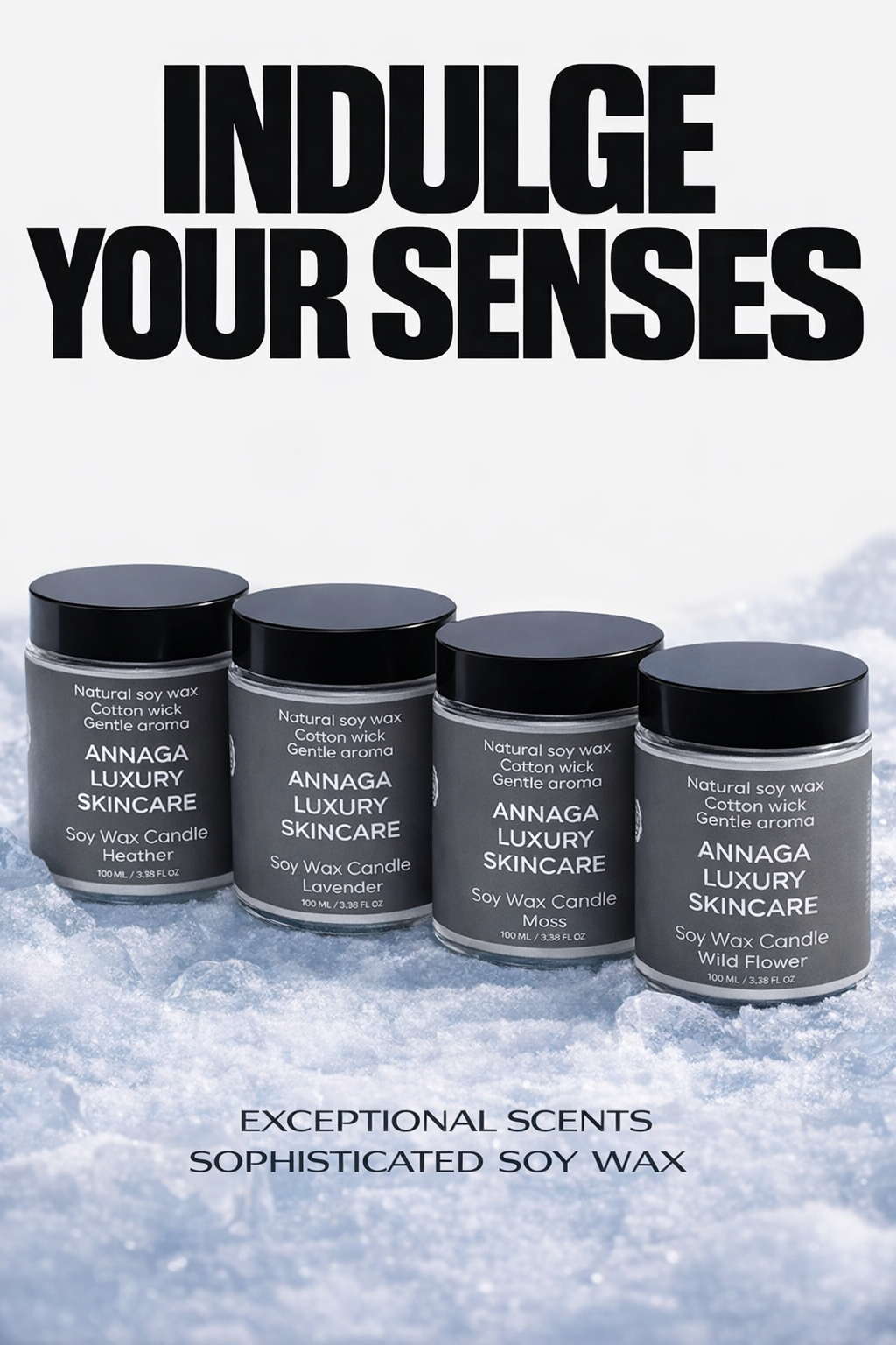 Luxury Soy Wax Candles by ANNAGA: Moss, Lavender, Heather & Wild Flower