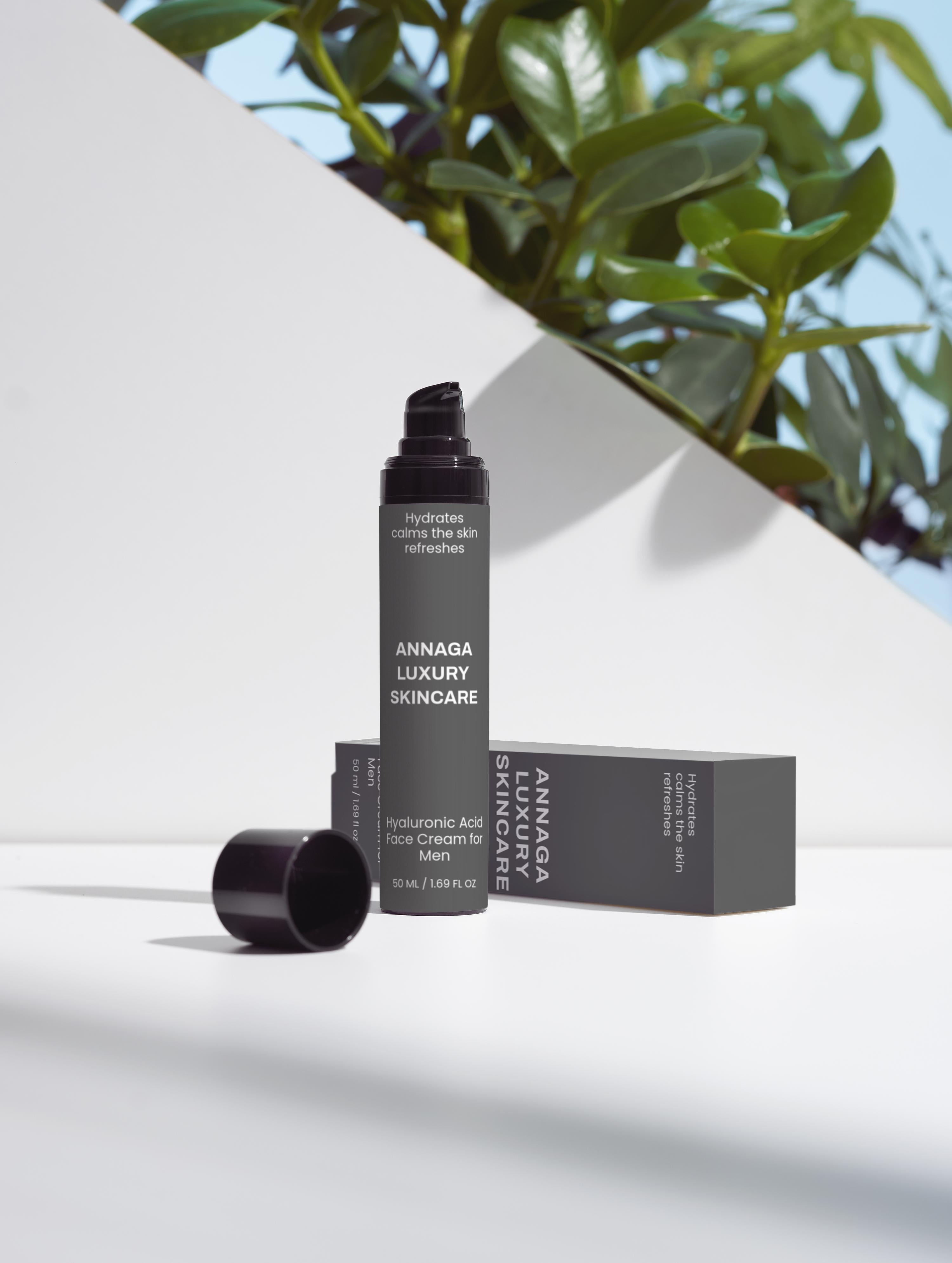 AnnAga Luxury Skincare Core Collection:  Hyaluronic Acid Face Cream for Men