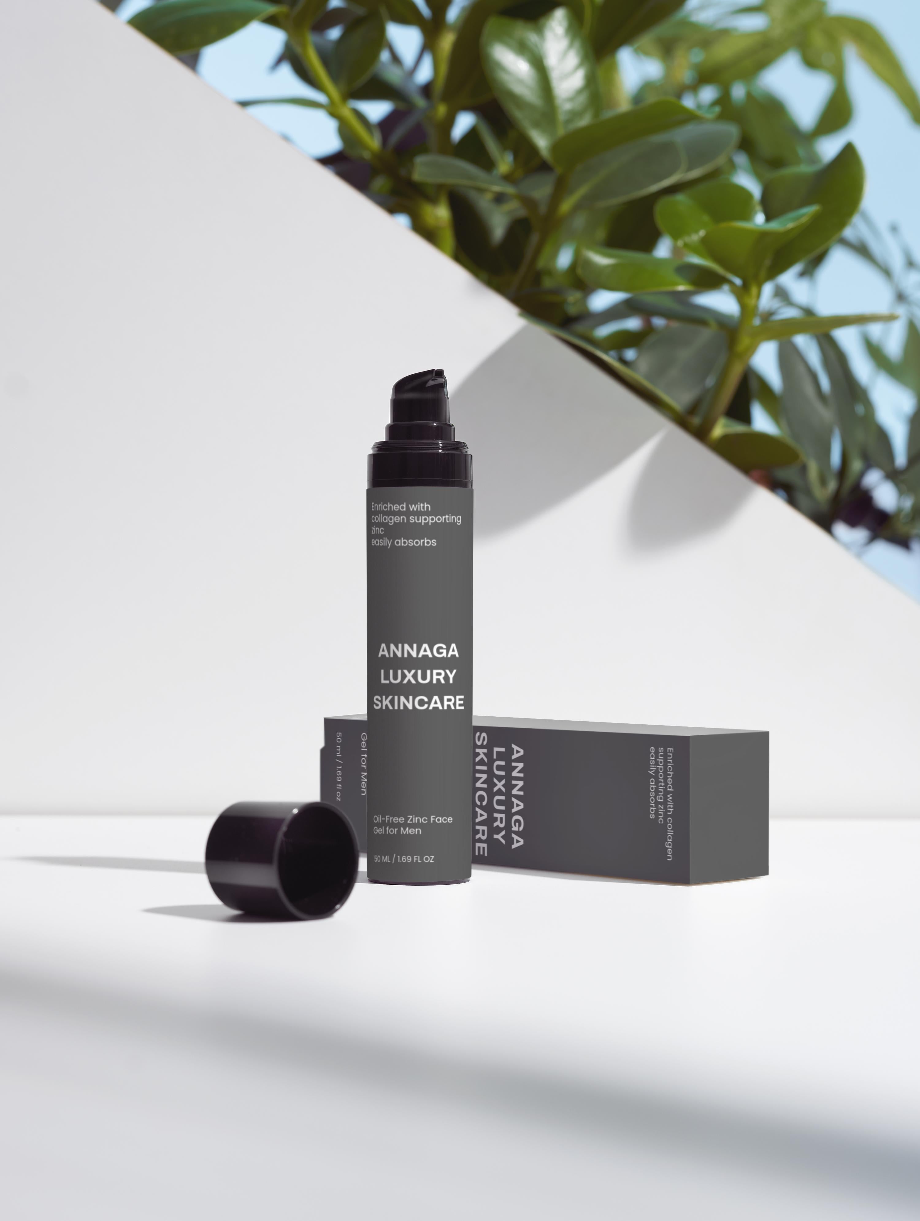 AnnAga Luxury Skincare Core Collection: Oil-Free Zinc Face Gel for Men