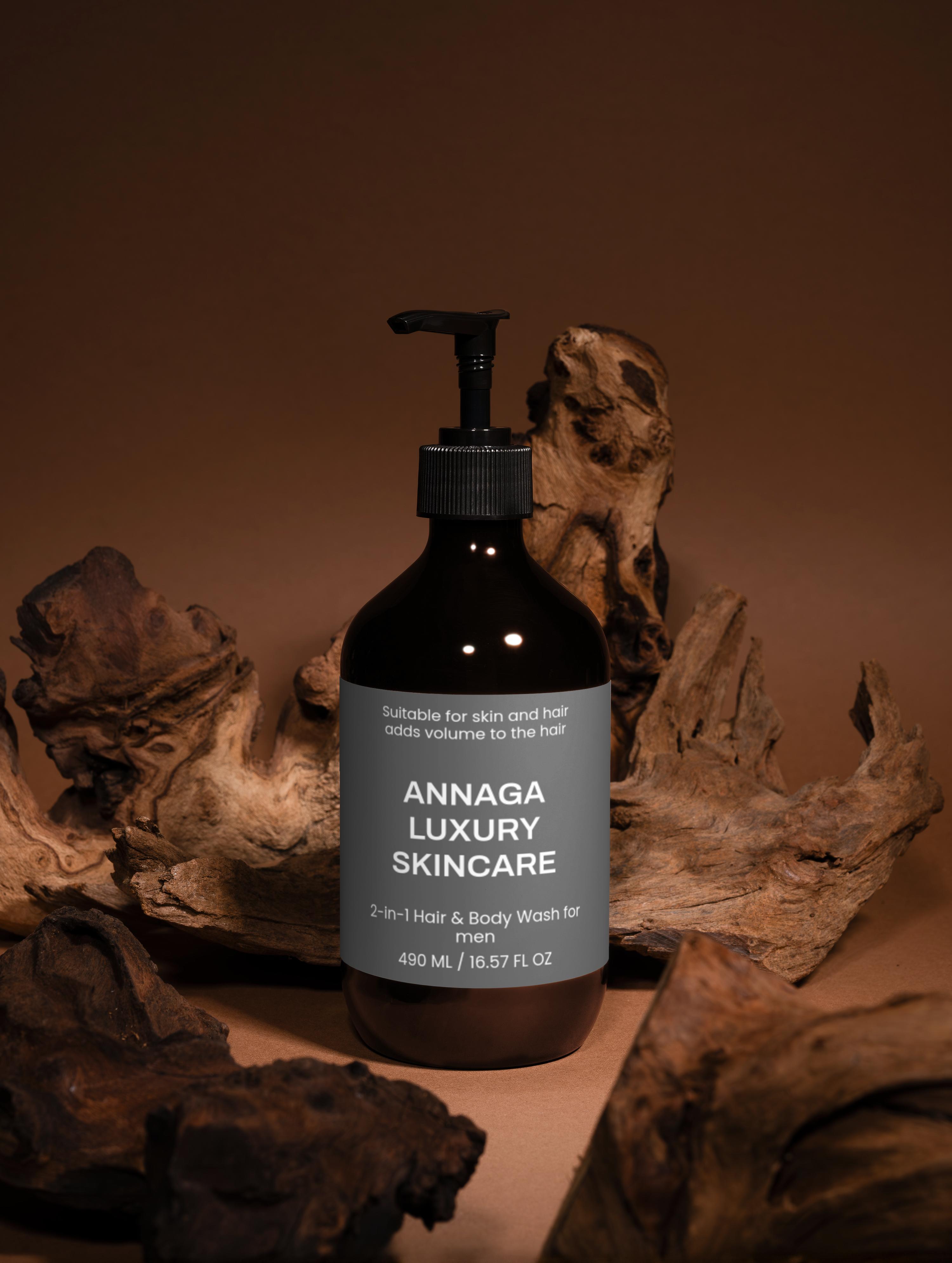 AnnAga Luxury Skincare Core Collection: 2-in-1 Hair & Body Wash for men
