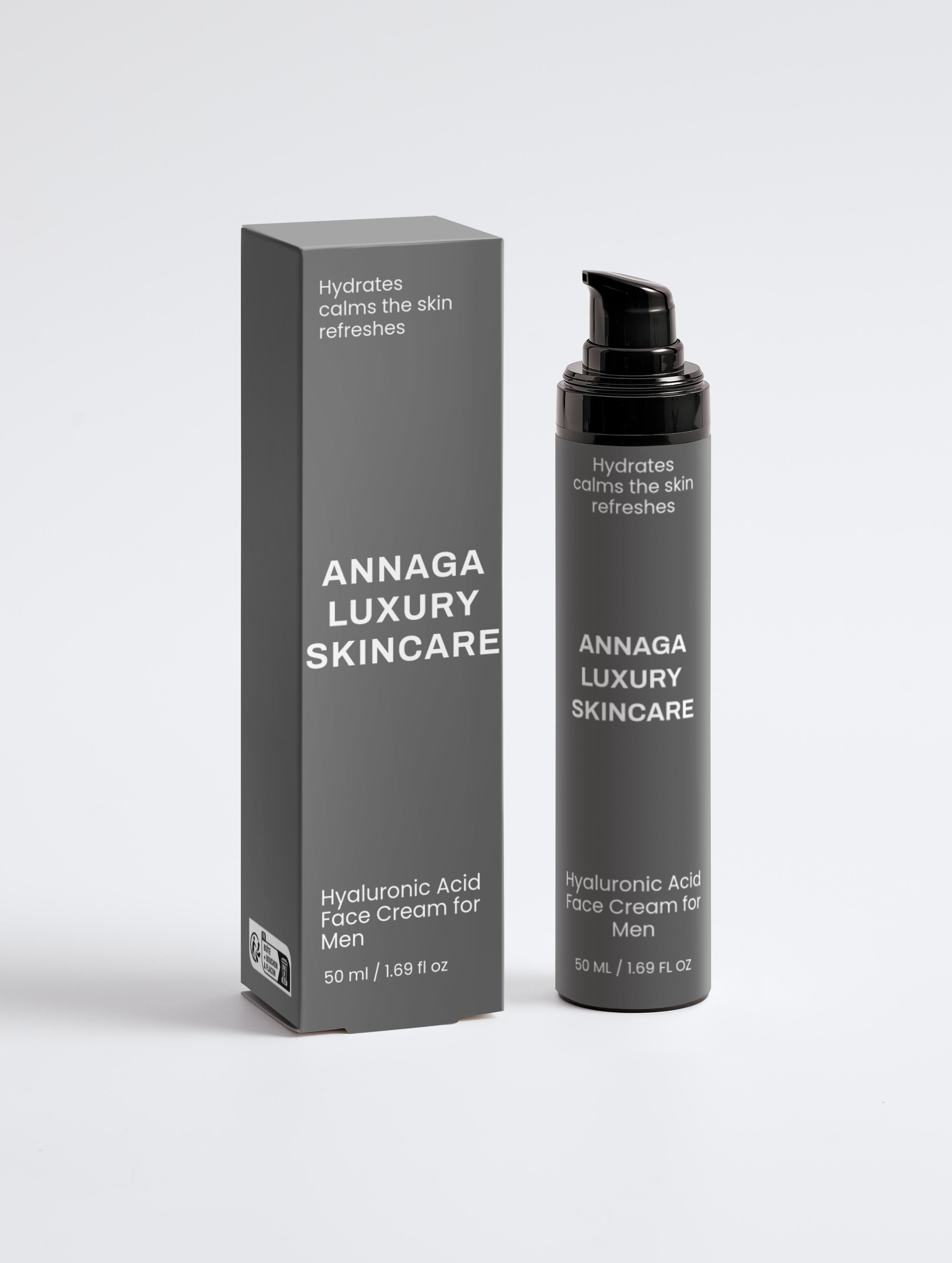 AnnAga Luxury Skincare Core Collection:  Hyaluronic Acid Face Cream for Men