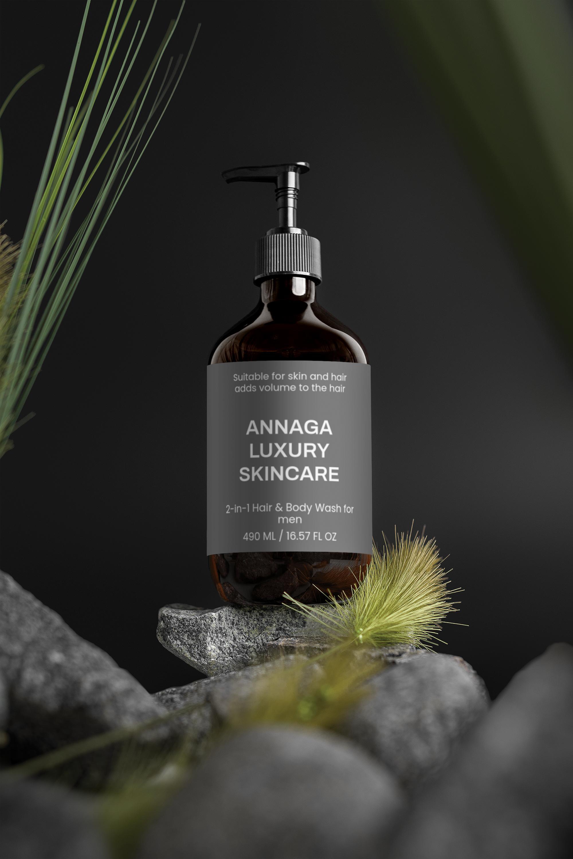 AnnAga Luxury Skincare Core Collection: 2-in-1 Hair & Body Wash for men