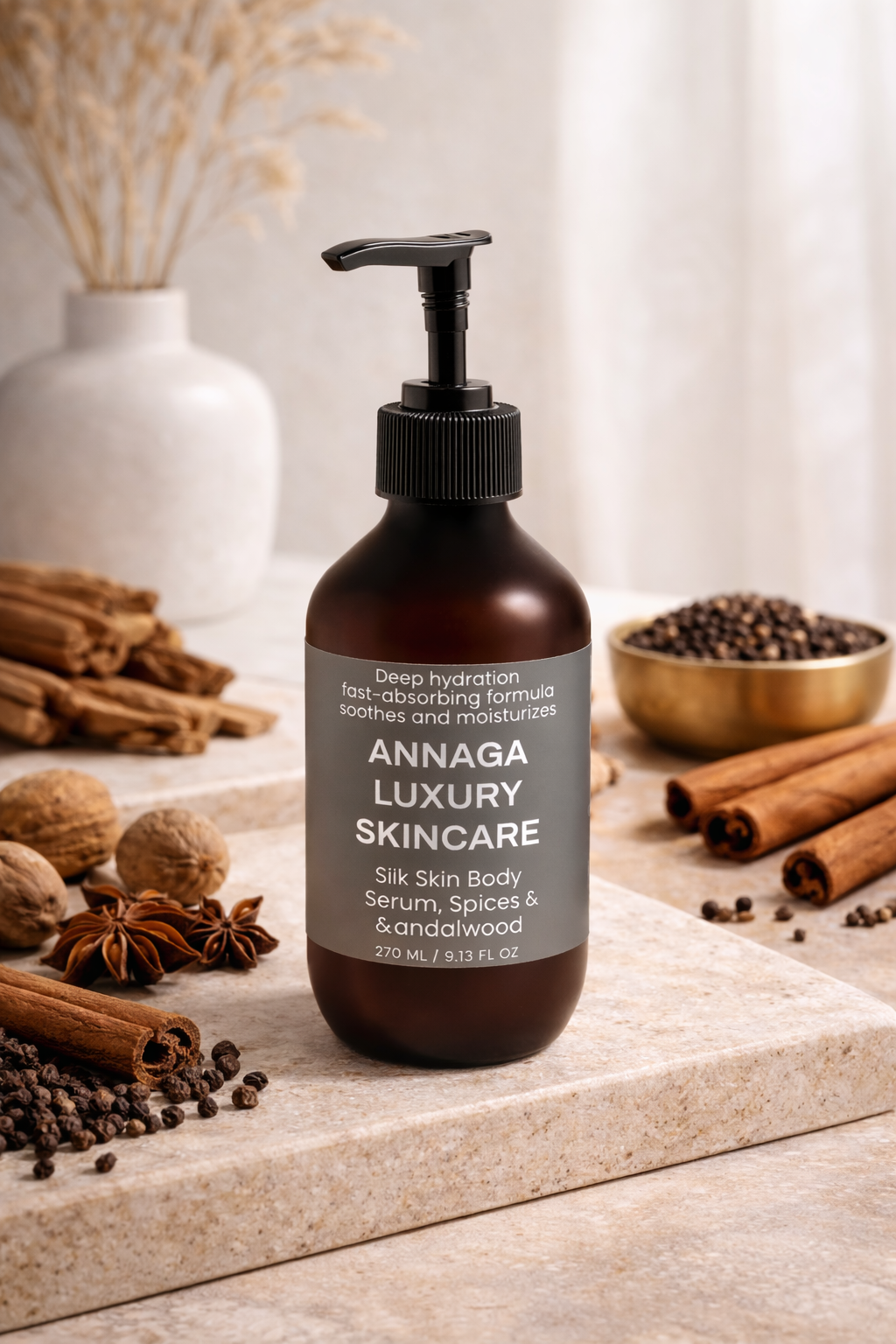 Silk Skin Body Serum, Spices & Sandalwood