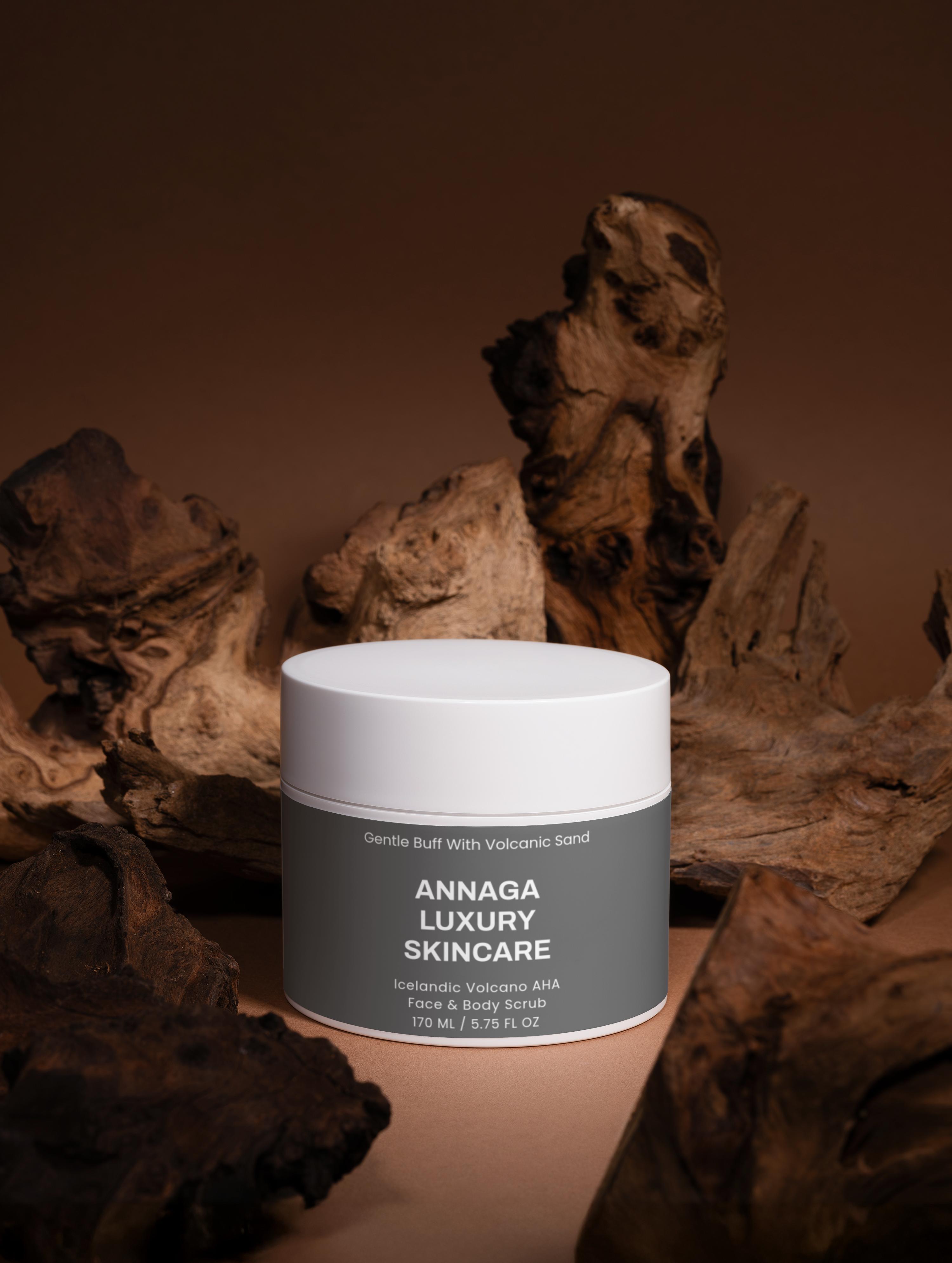 AnnAGA Luxury Skincare Core Collection Icelandic Volcano AHA Face & Body Scrub